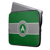 Dunkelgrünes graues Monogramm personalisiert Laptopschutzhülle (Vorderseite Links)