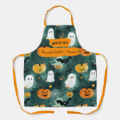 Dunkelgrünes Halloween mit Gespenstern, Pumpkins, Schürze (Vorderseite)