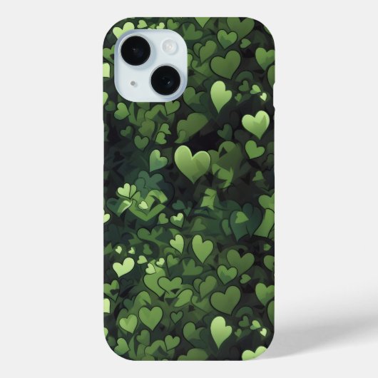 Dunkelgrünes Herzmuster Case-Mate iPhone Hülle (Rückseite)