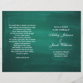 Dunkelgrünes Hochzeitsprogramm. Modernes elegantes