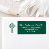 Dunkelgrünes Keltisches Kreuz mit Rücksendeadresse (Insitu)