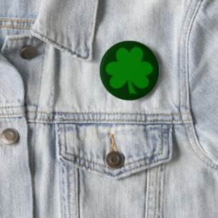 Dunkelgrünes Kleeblatt Form St Paddys Day Button