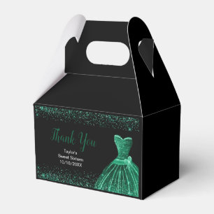 Dunkelgrünes Kleid Faux Glitter Sweet 16 Geburtsta Geschenkschachtel
