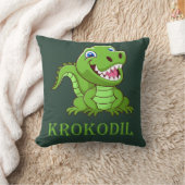 dunkelgrünes Krokodil Kissen (Decke)