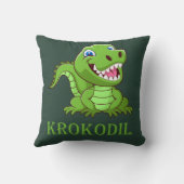 dunkelgrünes Krokodil Kissen (Rückseite)