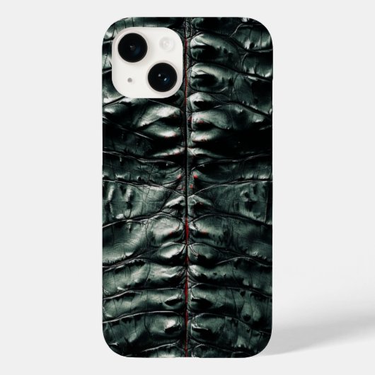 Dunkelgrünes Krokodil-Skin-iPhone 14 Fall Case-Mate iPhone Hülle (Rückseite)