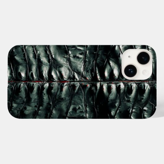 Dunkelgrünes Krokodil-Skin-iPhone 14 Fall Case-Mate iPhone Hülle (Rückseite (Horizontal))