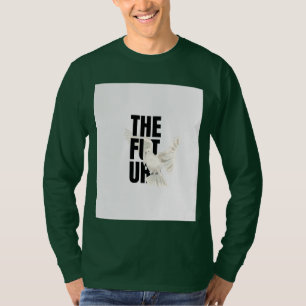 Dunkelgrünes, langärmliges T-Shirt mit Taubenbild