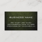Dunkelgrünes Leder Texturiert Monogramm Visitenkarte (Rückseite)