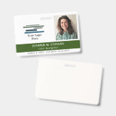 dunkelgrünes Logo und Foto Mitarbeiter-ID Ausweis (Vorder- & Rückseite)