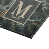 Dunkelgrünes Marmor und Goldvene-Monogramm Schneidebrett (Ecke)