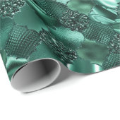 Dunkelgrünes marokkanisches Quatrefolienmuster Geschenkpapier (Rolleneckpunkt)