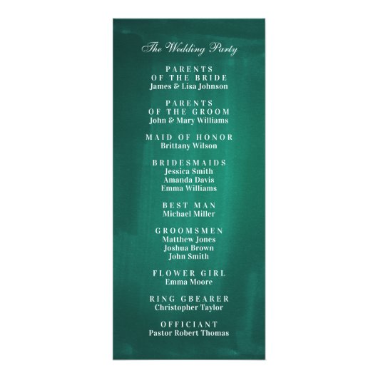 Dunkelgrünes modernes Programm. Elegante smaragdgr Werbekarte (Hinten)