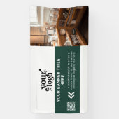 Dunkelgrünes, modernes QR-Foto für Geschäftslogo Banner (Vertikal)