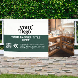 Dunkelgrünes, modernes QR-Foto für Geschäftslogo Banner