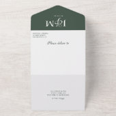 Dunkelgrünes Overlay-Foto-Monogramm-Hochzeit All In One Einladung (Außenbereich)