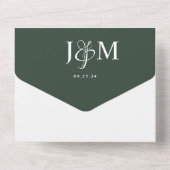 Dunkelgrünes Overlay-Foto-Monogramm-Hochzeit All In One Einladung (Rückseite)