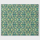 Dunkelgrünes Paisley-Muster Geschenkpapier (Flach)