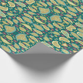Dunkelgrünes Paisley-Muster Geschenkpapier (Ecke)