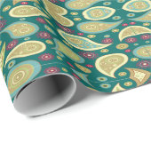 Dunkelgrünes Paisley-Muster Geschenkpapier (Rolleneckpunkt)