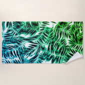 Dunkelgrünes Palmblatmuster, Dschungelthema 2 Strandtuch (Vorderseite)