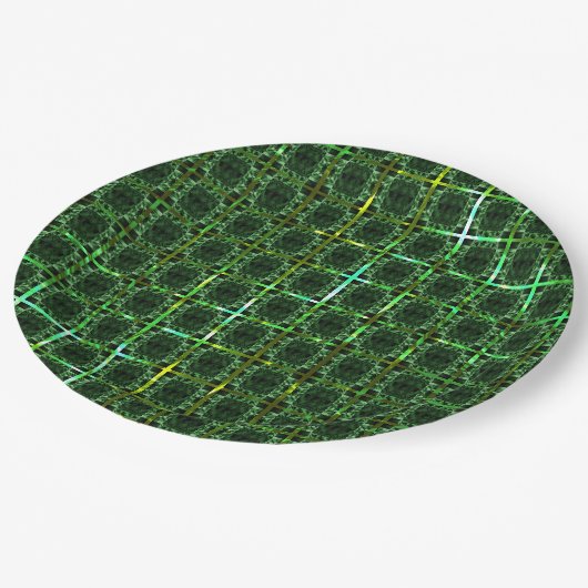 Dunkelgrünes 'Schach', gelbgrünes oder chromes Git Pappteller (Schrägansicht)