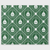 Dunkelgrünes SeeSegelboot Geschenkpapier (Flach)