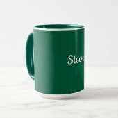 Dunkelgrünes Template, weißer Text, Tasse (Vorderseite Links)