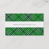 Dunkelgrünes u. Waldgrün-kariertes Muster Visitenkarte (Rückseite)