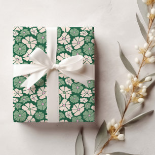 Dunkelgrünes und cremeweißes Geburtstagswrapping P Geschenkpapier