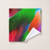 Dunkelgrünes und rotes Relief und Tiefe Badhandtuch Set (Waschlappen)