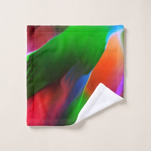 Dunkelgrünes und rotes Relief und Tiefe Badhandtuch Set (Waschlappen)