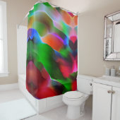 Dunkelgrünes und rotes Relief und Tiefe Duschvorhang (Beispiel)