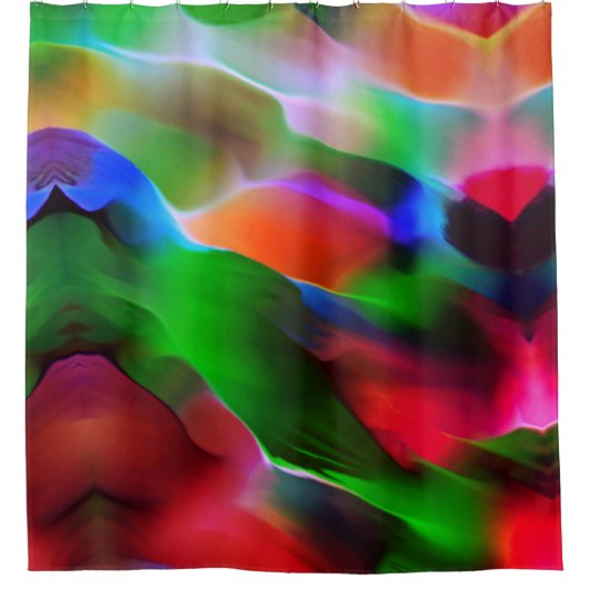 Dunkelgrünes und rotes Relief und Tiefe Duschvorhang (Vorderseite)