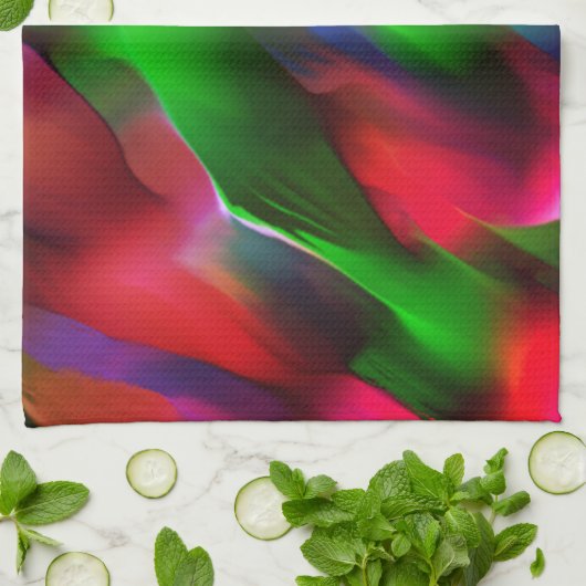 Dunkelgrünes und rotes Relief und Tiefe Geschirrtuch (Gefaltet)