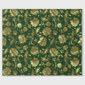 Dunkelgrünes und schmales goldenes Damasketmuster Geschenkpapier (Flach)