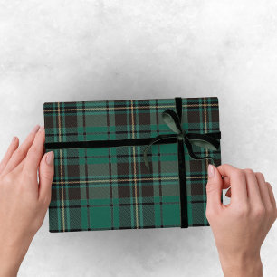 Dunkelgrünes Vintage-Weihnachten - Kariertes Strei Geschenkpapier