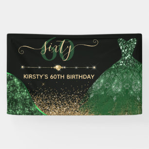 Dunkelgrünes Wasserfarben-Kleid Geburtstag Banner