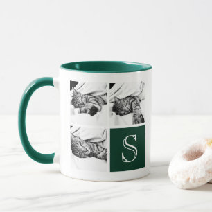 Dunkelgrünes, weißes Instagramm-Monogramm Tasse