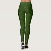 Dunkelgrünes Wispy Leaf Muster Leggings (Rückseite)