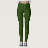 Dunkelgrünes Wispy Leaf Muster Leggings (Vorderseite)