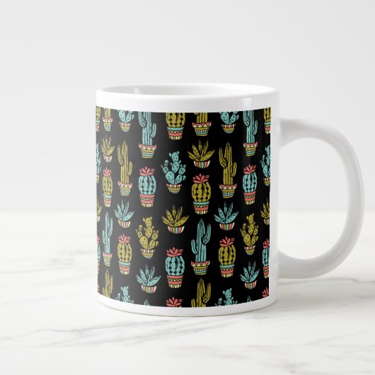 Dunkelgrunge-Kaktus-Muster Jumbo-Tasse (Rechts)