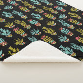 Dunkelgrunge-Kaktus-Muster Sherpadecke (3/4)