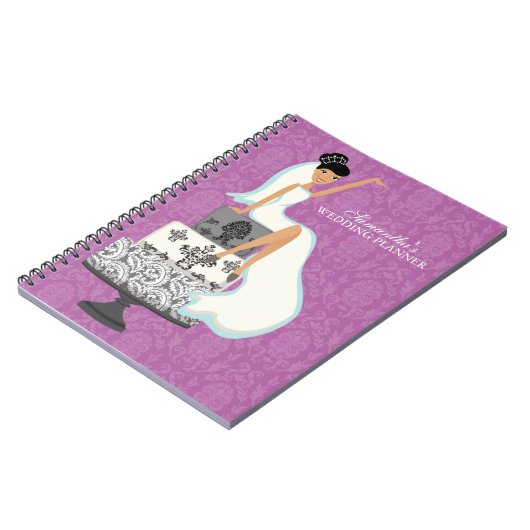 Dunkelhaarige Braut auf Hochzeitstorte {Orchid} Notizblock (Linke Seite)