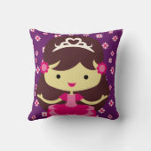 Dunkelhaarige kleine Prinzessin-Kissen Kissen (Rückseite)