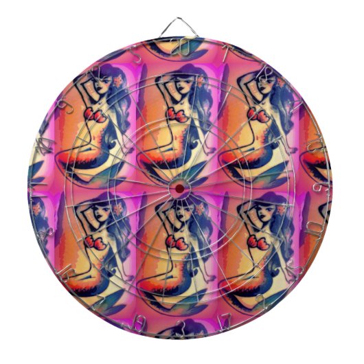 dunkelhaarige Meerjungfrau Dartscheibe (vorne)