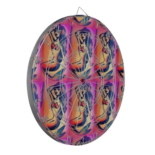 dunkelhaarige Meerjungfrau Dartscheibe (Vorderseite Links)