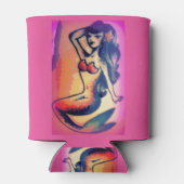 dunkelhaarige Meerjungfrau Dosenkühler (Rückseite)