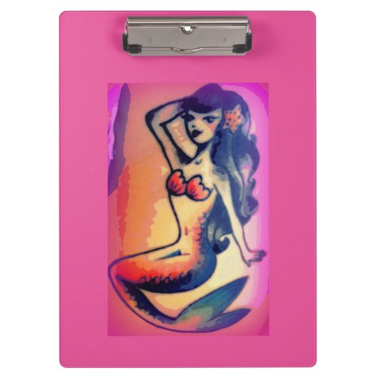 dunkelhaarige Meerjungfrau Klemmbrett (Vorderseite)