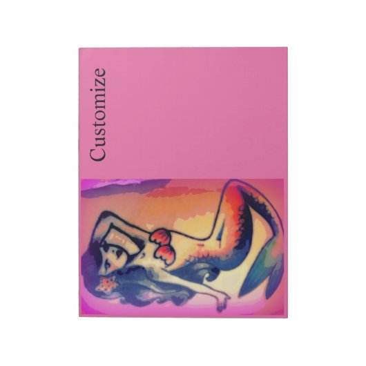 dunkelhaarige Meerjungfrau Notizblock (Rotiert)